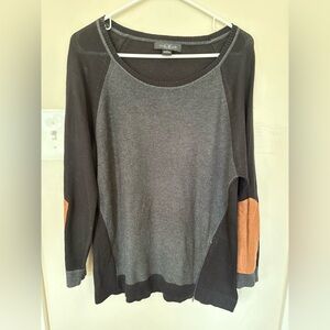 August Silk Elegant Black Sweater with Tan Details